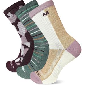 imageMerrell unisexadult Mens and Womens Recycled Everyday Half Cushion Crew Socks  3 Pairs  Breathable HikingPurple Assorted