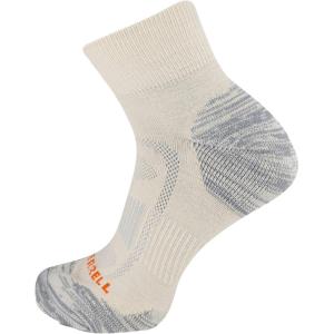imageMerrell unisexadult Mens and Womens Zoned Cushioned Wool Hiking Ankle Socks  Breathable Arch SupportWhisper White