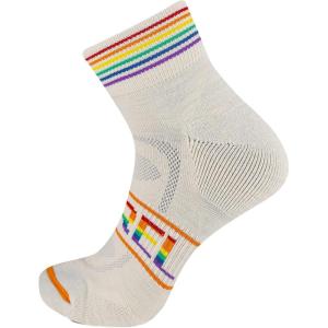 imageMerrell unisexadult Mens and Womens Zoned Cushioned Wool Hiking Ankle Socks  Breathable Arch SupportWhite Rainbow