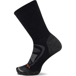 imageMerrell unisexadult Mens and Womens Zoned Cushioned Wool Hiking Crew Socks  Breathable Arch SupportBlack