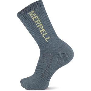 imageMerrell unisexadult Mens and Womens Zoned Cushioned Wool Hiking Crew Socks  Breathable Arch SupportBlue Logo