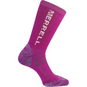 imageMerrell unisexadult Mens and Womens Zoned Cushioned Wool Hiking Crew Socks  Breathable Arch SupportPink