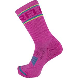 imageMerrell unisexadult Mens and Womens Zoned Cushioned Wool Hiking Crew Socks  Breathable Arch SupportPink Stripe