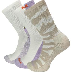 imageMerrell Mens and Womens Lightweight Wool Everyday Hiking Crew Socks3 Pair PackArch Support ampamp Moisture WickingWhite