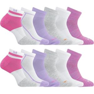 imageMerrell Mens and Womens Recycled Cushioned Ankle Socks6 ampamp 12 PairsHiking Arch SupportPink Assorted 12 Pairs