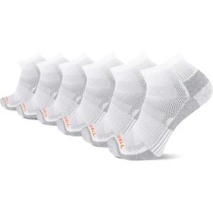 imageMerrell Mens and Womens Recycled Cushioned Ankle Socks6 ampamp 12 PairsHiking Arch SupportWhite Block 6 Pairs