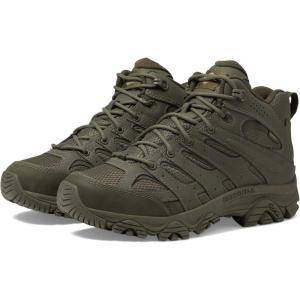 imageMerrell Mens Moab 3 Mid Response Tactical Waterproof Boots Lightweight Full Grain Leather Work Hiking Outdoor ShoesDark Olive
