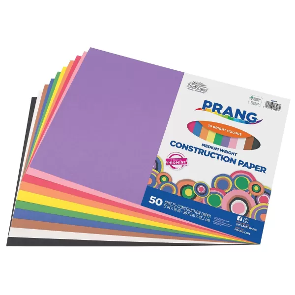 imagePrang Formerly SunWorks Construction Paper 10 Assorted Colors 12quot x 18quot 50 Sheets