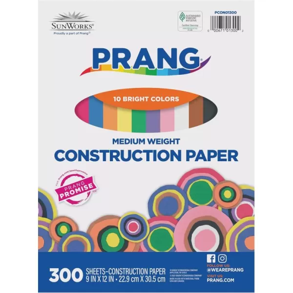 imagePrang Formerly SunWorks Construction Paper 10 Assorted Colors 9quot x 12quot 300 Sheets300 Sheets