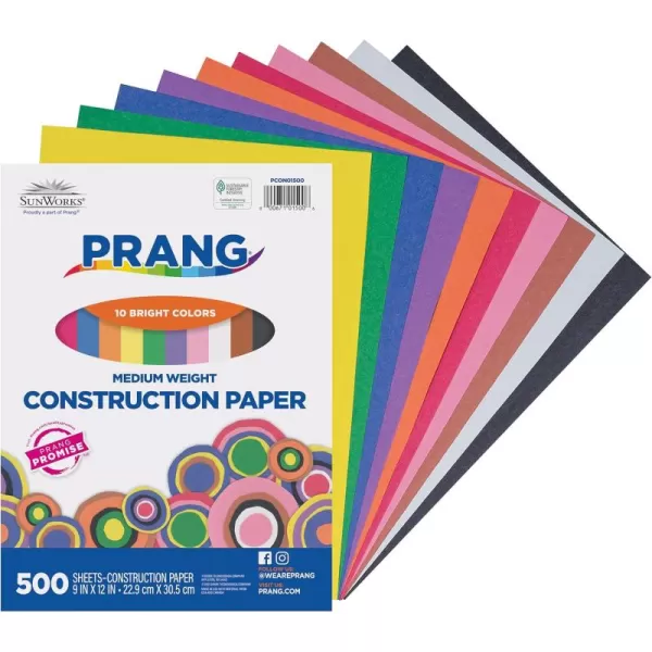 imagePrang Formerly SunWorks Construction Paper 10 Assorted Colors 9quot x 12quot 300 Sheets500 Sheets