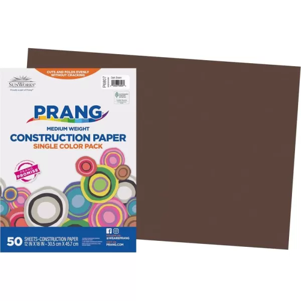 imagePrang Formerly SunWorks Construction Paper Brown 12quot x 18quot 50 SheetsDark Brown