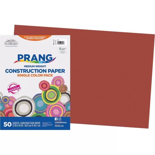 imagePrang Formerly SunWorks Construction Paper Brown 12quot x 18quot 50 SheetsRed