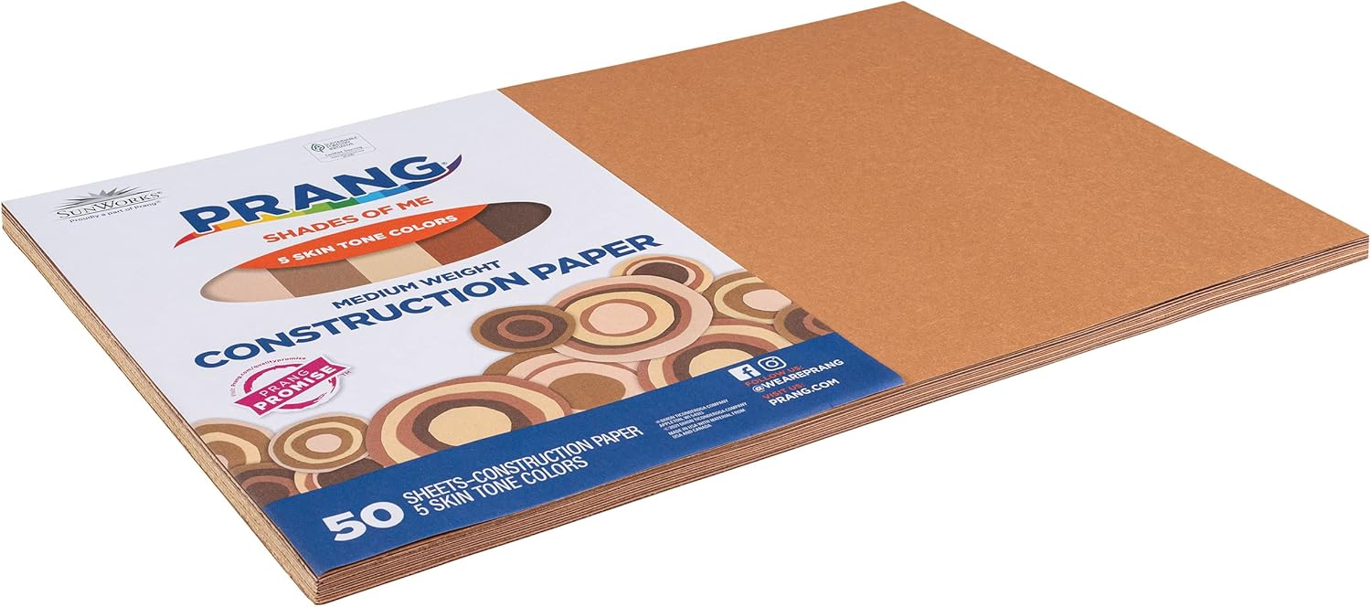 imagePrang Formerly SunWorks Shades of Me Construction Paper 5 Assorted Skin Tone Colors 12quot x 18quot 50 Sheets12 x 18