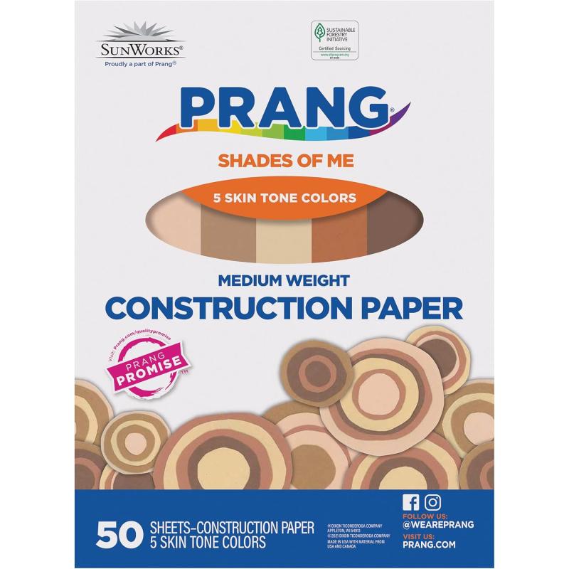 imagePrang Formerly SunWorks Shades of Me Construction Paper 5 Assorted Skin Tone Colors 12quot x 18quot 50 Sheets12 x 18