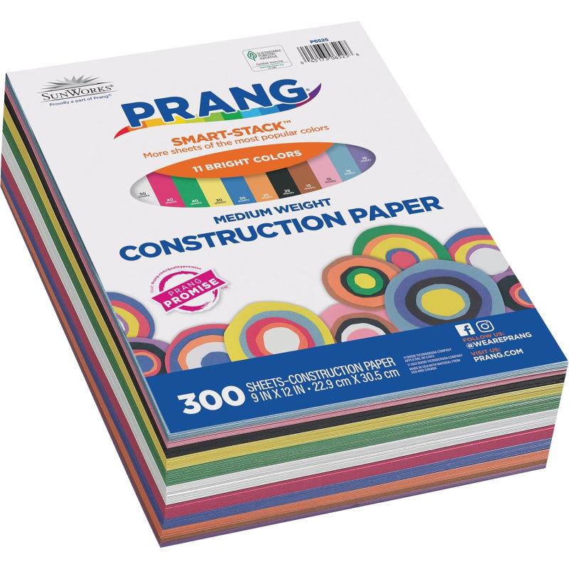 imagePrang Formerly SunWorks SmartStack Construction Paper 11 Assorted Colors 12quot x 18quot 150 Sheets9 x 12