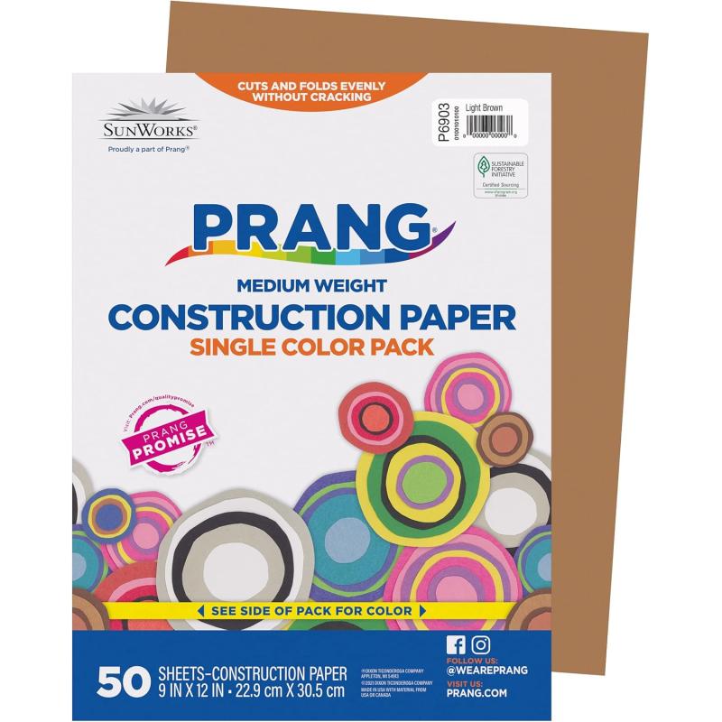 imageSunWorks Heavyweight Construction Paper 9 x 12 Inches Yellow Orange Pack of 50Light Brown