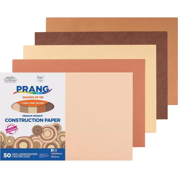 imagePrang Formerly SunWorks Shades of Me Construction Paper 5 Assorted Skin Tone Colors 12quot x 18quot 50 Sheets12 x 18