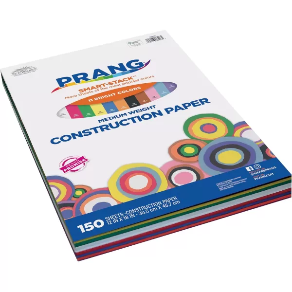 imagePrang Formerly SunWorks SmartStack Construction Paper 11 Assorted Colors 12quot x 18quot 150 Sheets12 x 18