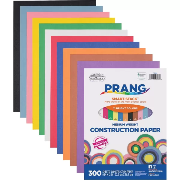 imagePrang Formerly SunWorks SmartStack Construction Paper 11 Assorted Colors 12quot x 18quot 150 Sheets9 x 12