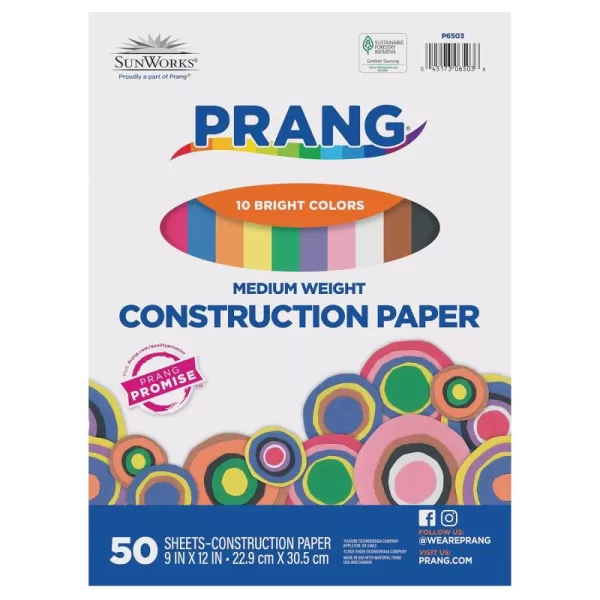 imagePrang Formerly SunWorks Construction Paper 10 Assorted Colors 9quot x 12quot 50 Sheets