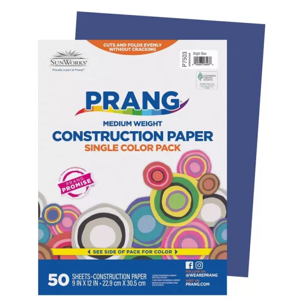 imagePrang Formerly SunWorks Construction Paper Bright Blue 9quot x 12quot 50 Sheets