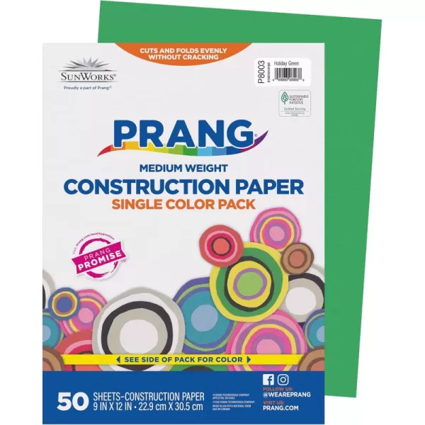 imagePrang Formerly SunWorks Construction Paper Holiday Green 9quot x 12quot 50 Sheets