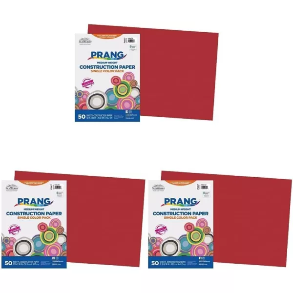 imagePrang Formerly SunWorks Construction Paper Holiday Red 12quot x 18quot 50 Sheets50 Count Pack of 3