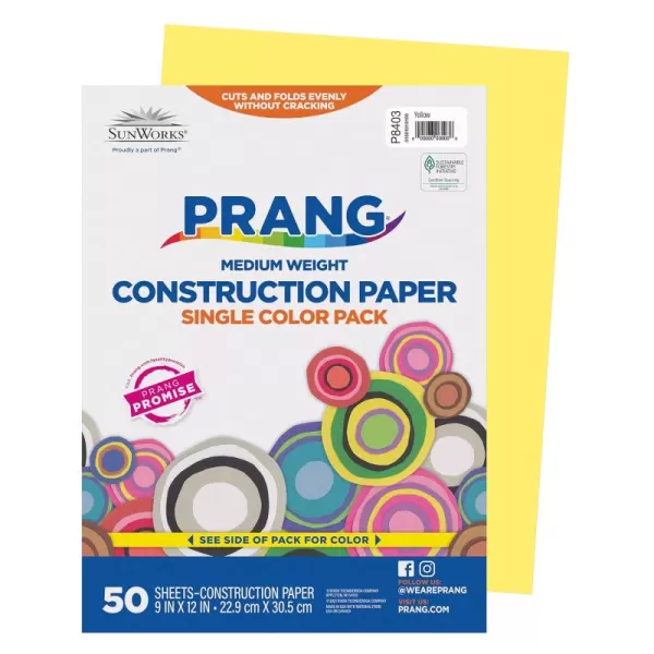 imagePrang Formerly SunWorks Construction Paper Yellow 9quot x 12quot 50 Sheets