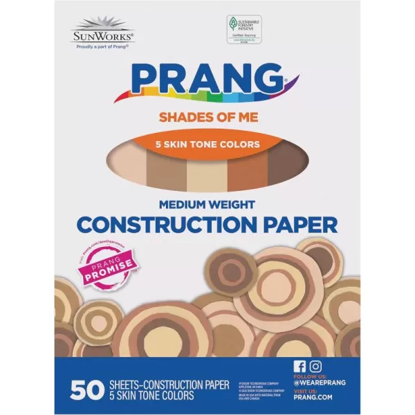 imagePrang Formerly SunWorks Shades of Me Construction Paper 5 Assorted Skin Tone Colors 12quot x 18quot 50 Sheets12 x 18