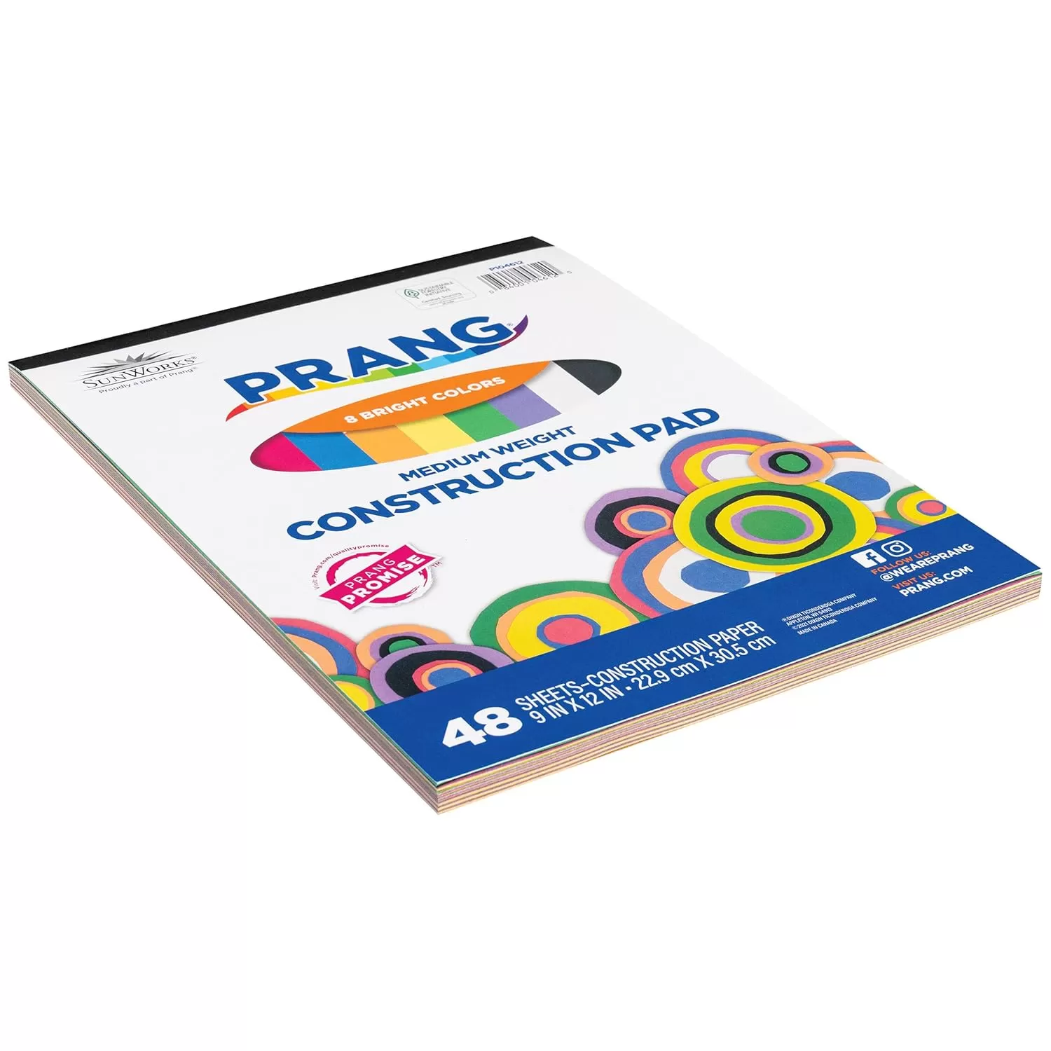 imagePrang Formerly SunWorks Medium Weight Construction Paper Pad 8 Assorted Colors 9quot x 12quot 48 Sheets