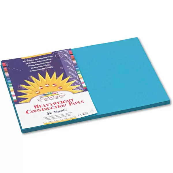 imageSunWorks 7707 Construction Paper 58 lbs 12 x 18 Turquoise 50 SheetsPack