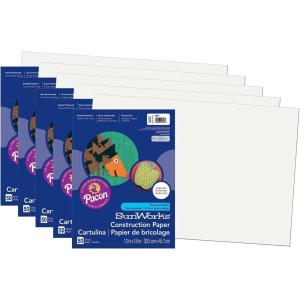 imageSunWorks Construction Paper White 12quot x 18quot 50 Sheets Per Pack 5 Packs