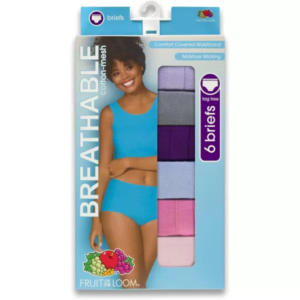 imageFruit of the Loom Womens Breathable Underwear Moisture Wicking Keeps You Cool ampamp Comfortable Available in Plus SizeCotton Mesh  Brief  6 Pack  Colors May Vary