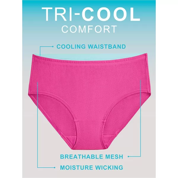 imageFruit of the Loom Womens Breathable Underwear Moisture Wicking Keeps You Cool ampamp Comfortable Available in Plus SizeMicro Mesh  Hi Cut  6 Pack  Colors May Vary