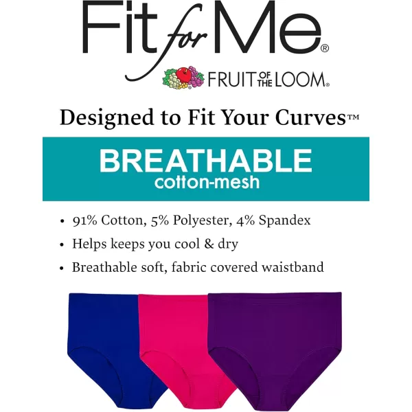 imageFruit of the Loom womens Fit for Me Plus Size Underwear Designed to Fit Your CurvesBrief  Breathable Cotton Mesh  Assorted
