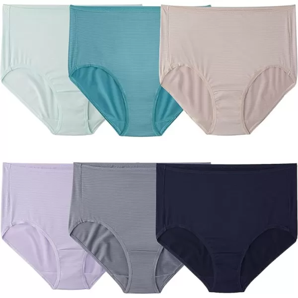 imageFruit of the Loom Womens Breathable Underwear Moisture Wicking Keeps You Cool ampamp Comfortable Available in Plus SizeCooling Stripes  Brief  6 Pack  Colors May Vary