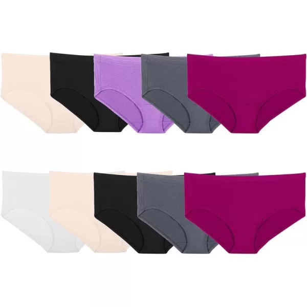 imageFruit of the Loom Womens Breathable Underwear Moisture Wicking Keeps You Cool ampamp Comfortable Available in Plus SizeMicro Mesh  Plus Size Hipster  10 Pack  CreamBlackGrey
