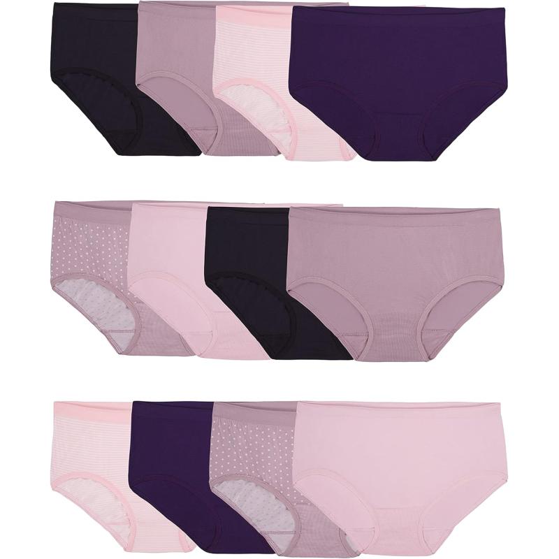 imageFruit of the Loom Womens 360 Stretch Underwear Regular ampamp Plus SizeLow Rise Brief  Seamless  12 Pack  Assorted Colors