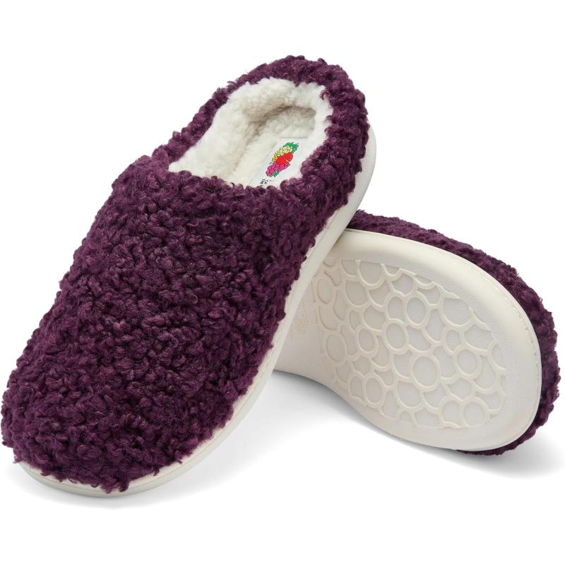 imageFruit of the Loom Womens Berber Clog  Comfortable Memory Foam Sole IndoorOutdoor Machine WashableGrape
