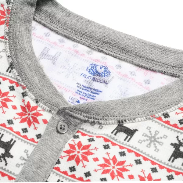 imageFruit of the Loom Kids Premium Thermal Waffle Union SuitFair Isle White