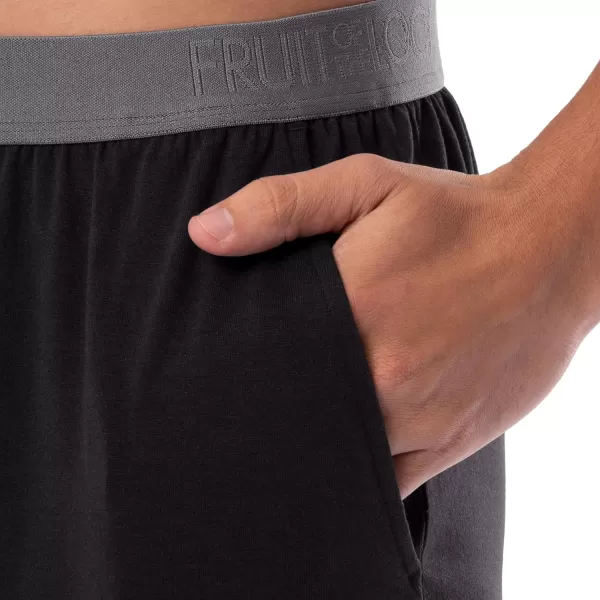 imageFruit of the Loom Mens 360 Stretch 2Pack Jogger Pajama Sleep PantBlackGrey Heather