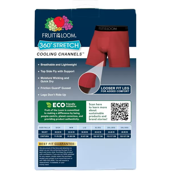 imageFruit of the Loom Mens 360 Stretch Boxer Briefs High Performance Stretch Quick Dry ampamp Moisture WickingCooling Channels  3 Pack  Colors May Vary