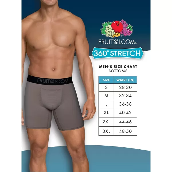 imageFruit of the Loom Mens 360 Stretch Boxer Briefs High Performance Stretch Quick Dry ampamp Moisture WickingCooling Channels  6 Pack  Colors May Vary