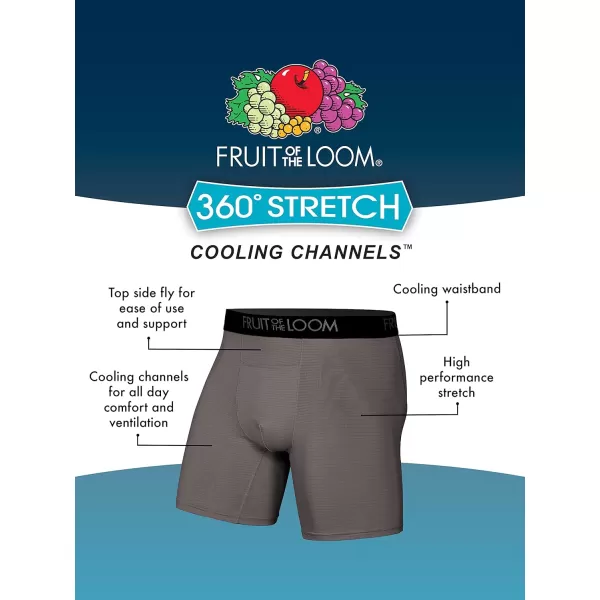 imageFruit of the Loom Mens 360 Stretch Boxer Briefs High Performance Stretch Quick Dry ampamp Moisture WickingCooling Channels  6 Pack  Colors May Vary