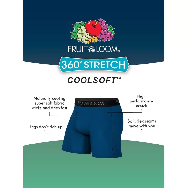 imageFruit of the Loom Mens 360 Stretch Boxer Briefs High Performance Stretch Quick Dry ampamp Moisture WickingCoolsoft  6 Pack  Colors May Vary