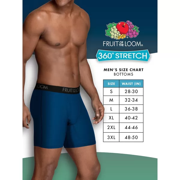 imageFruit of the Loom Mens 360 Stretch Boxer Briefs High Performance Stretch Quick Dry ampamp Moisture WickingCoolsoft  6 Pack  Colors May Vary