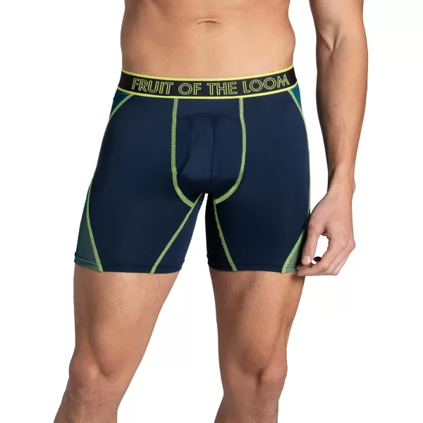 imageFruit of the Loom Mens 360 Stretch Boxer Briefs High Performance Stretch Quick Dry ampamp Moisture WickingMax Flex Zones  3 Pack  Colors May Vary