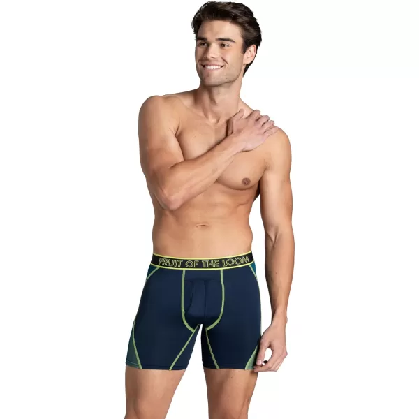 imageFruit of the Loom Mens 360 Stretch Boxer Briefs High Performance Stretch Quick Dry ampamp Moisture WickingMax Flex Zones  3 Pack  Colors May Vary