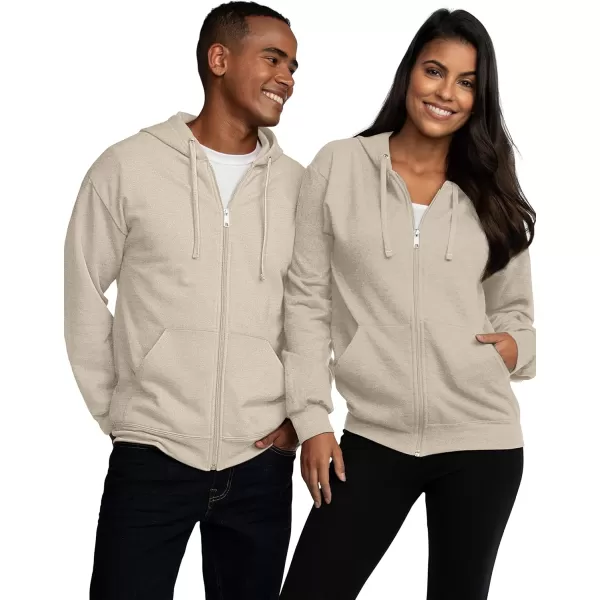 imageFruit of the Loom Mens Eversoft Fleece Hoodies Moisture Wicking ampamp Breathable Full Zip Hooded SweatshirtKhaki Heather Full Zip