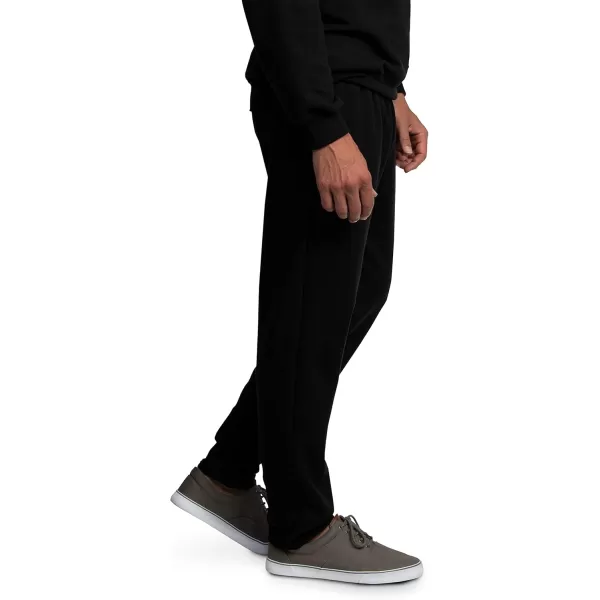 imageFruit of the Loom Mens Eversoft Fleece Open Bottom Sweatpants with Pockets Relaxed Fit Moisture Wicking BreathableBlack